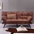 Brown PU Leather Memory Foam Convertible Futon Sofa Bed W755