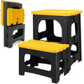 Folding 2-Step Stool, Non-Slip Portable Footstool 8" & 17" Dual Heights, Holds 300 lbs (Yellow) B549