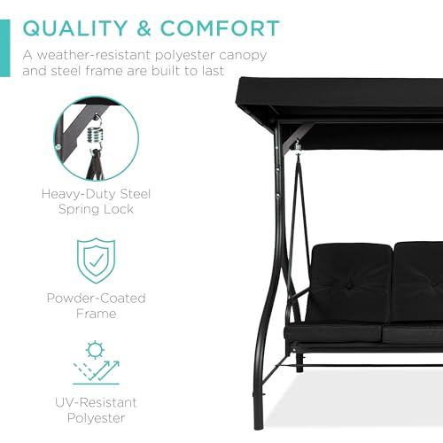 3-Seat Outdoor Canopy Swing Glider with Removable Cushions U5440