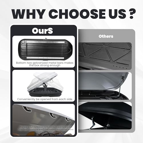 Heavy Duty Hard Shell Waterproof Rooftop Cargo Box, 62 x 31 x 15 Inches, 16 Cubic Feet N179240