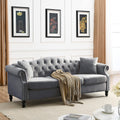 Grey Velvet 3 Seater Chesterfield Sofa X9998