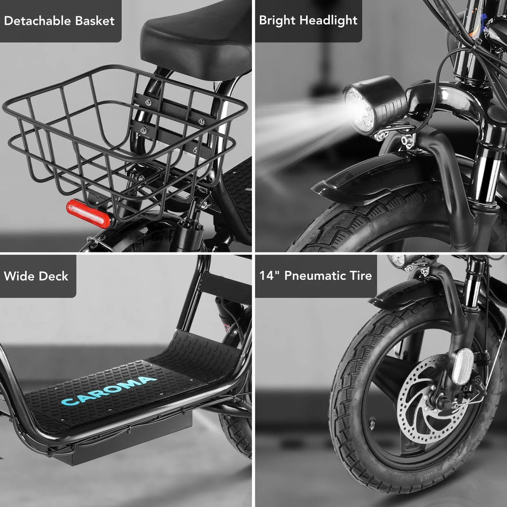 Black 500W Electric Scooter with Seat, 14" Tires, 20 MPH Max, 15 Miles Range R977719