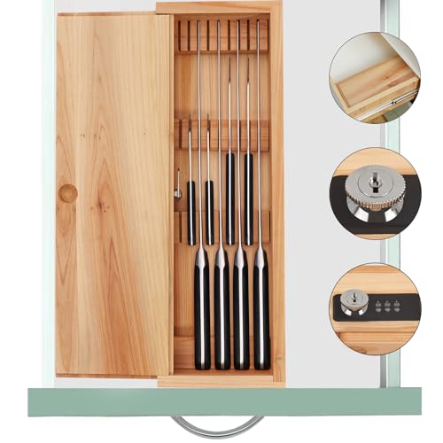 Wooden Knife Storage Box with Lock U5475