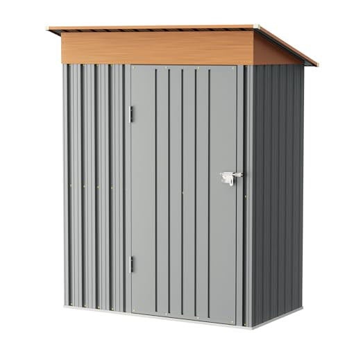 Compact Metal Tool Shed with Lockable Door (Matte Gray) H1786