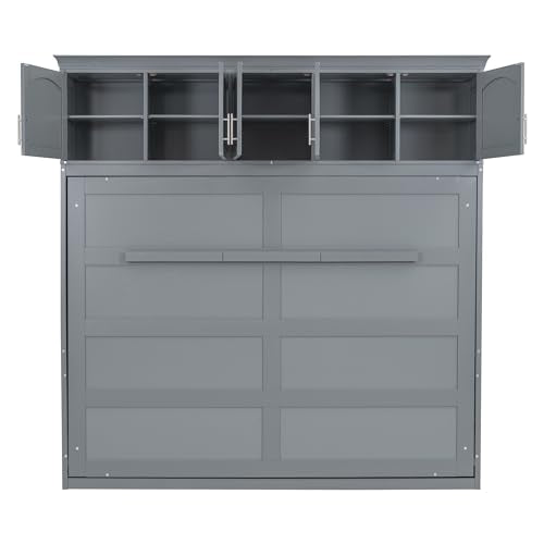 Full Size Murphy Bed with Top Cabinets and Pneumatic Lift F29950