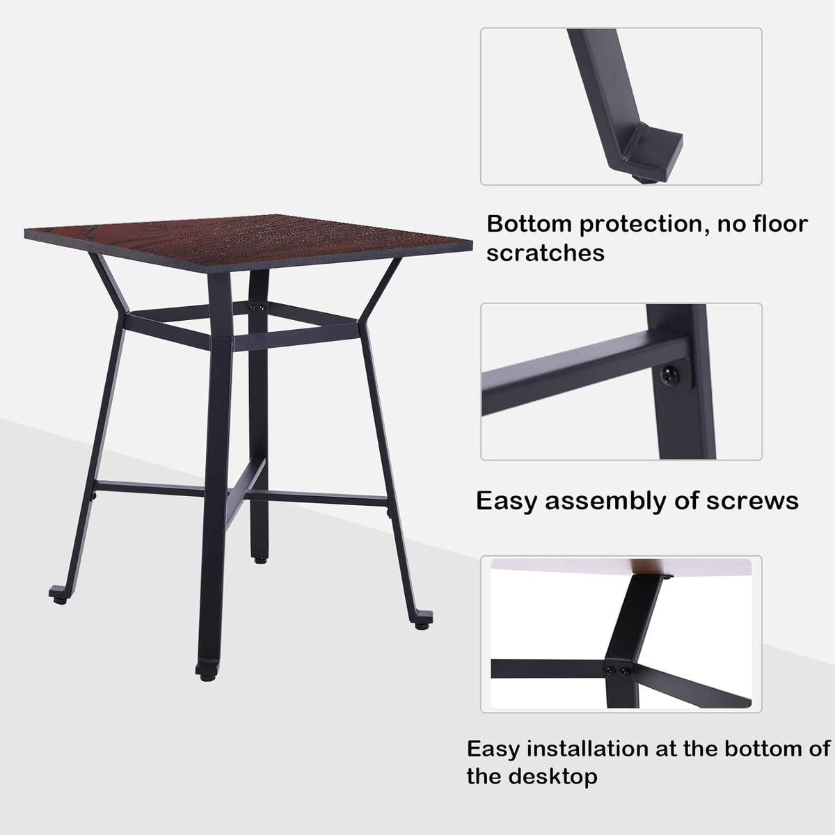 Brown Square Solid Wood Bar Table K601