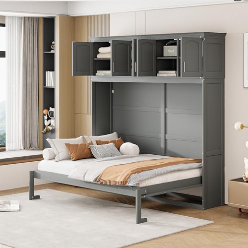 Full Size Murphy Bed with Top Cabinets and Pneumatic Lift F29950