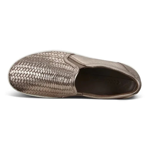 Women's Stone Metallic Leather Soft 7 Woven Slip-On Sneakers W9119