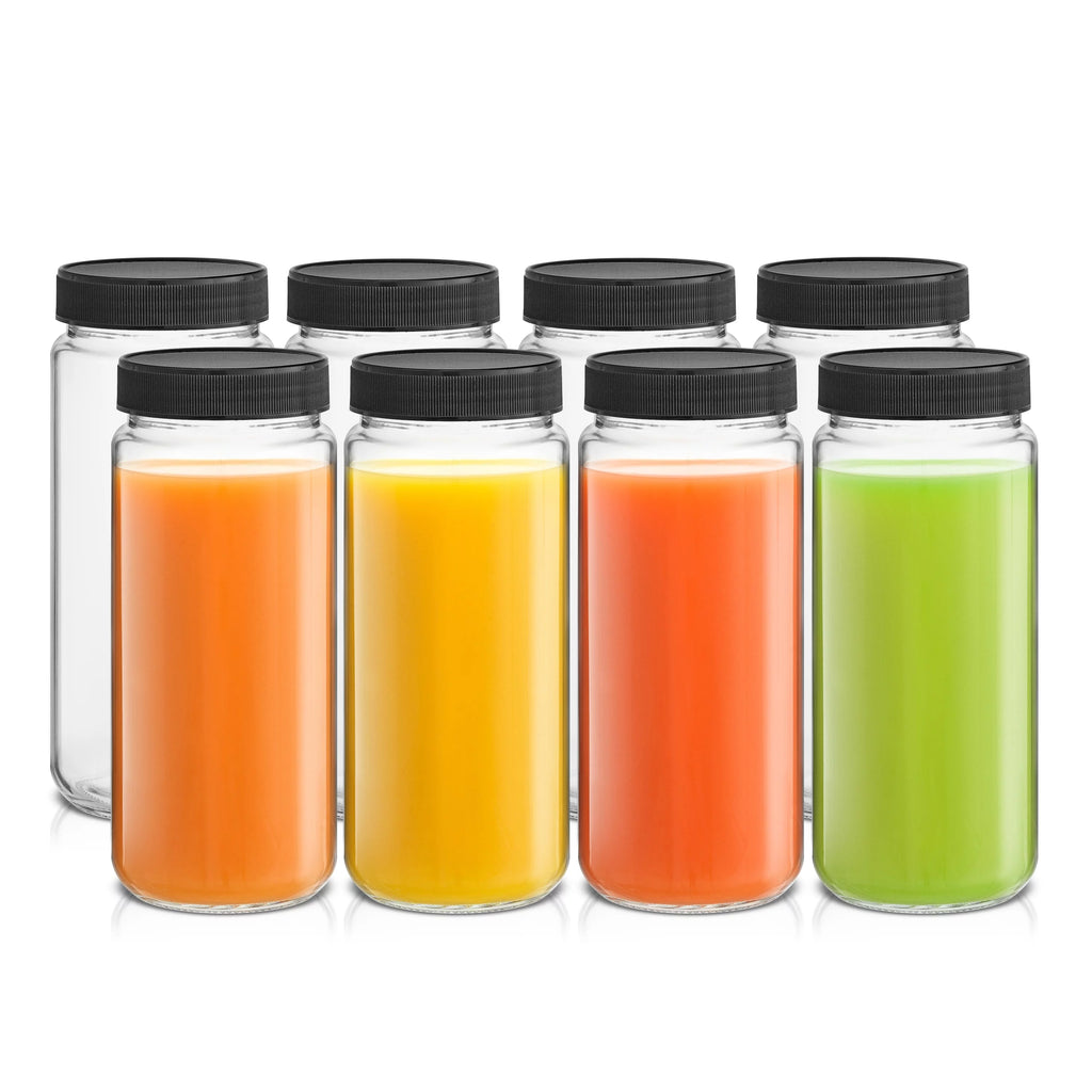 Set of 8 Glass Juice Bottles with BPA Free Lids A850