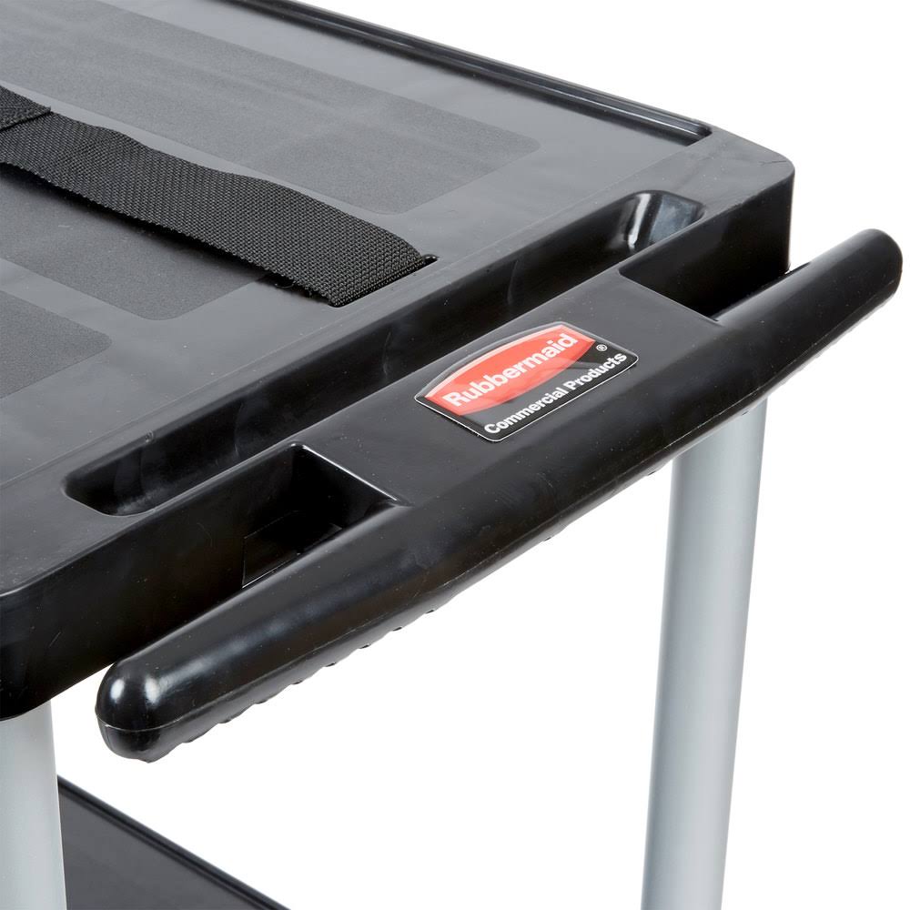 Black Three-Shelf AV Cart with Cabinet H2382