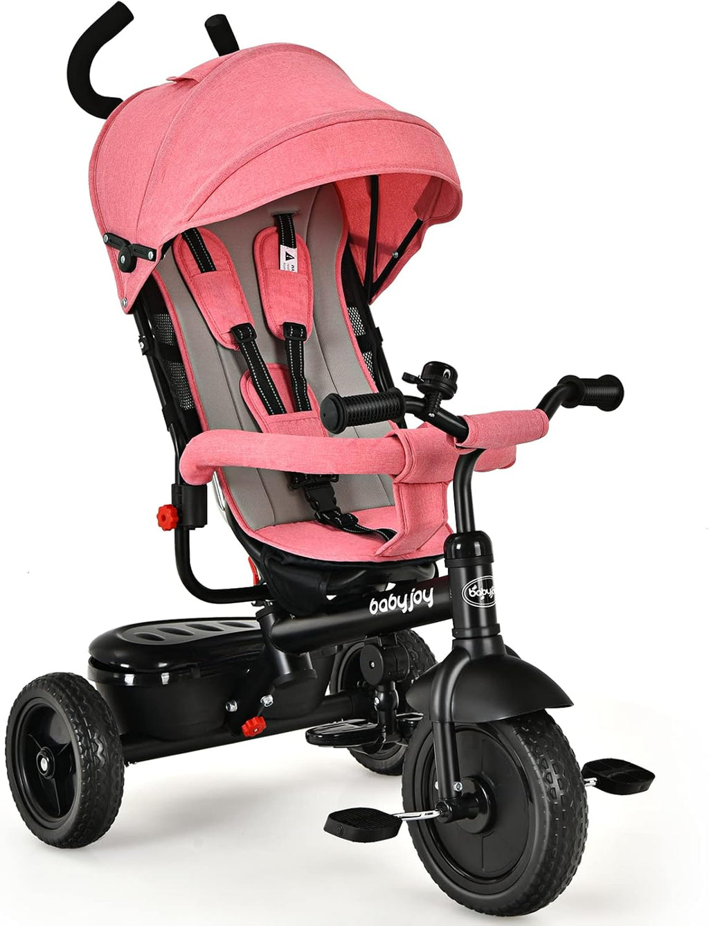 4-in-1 Toddler Tricycle with Push Handle and Canopy H847862