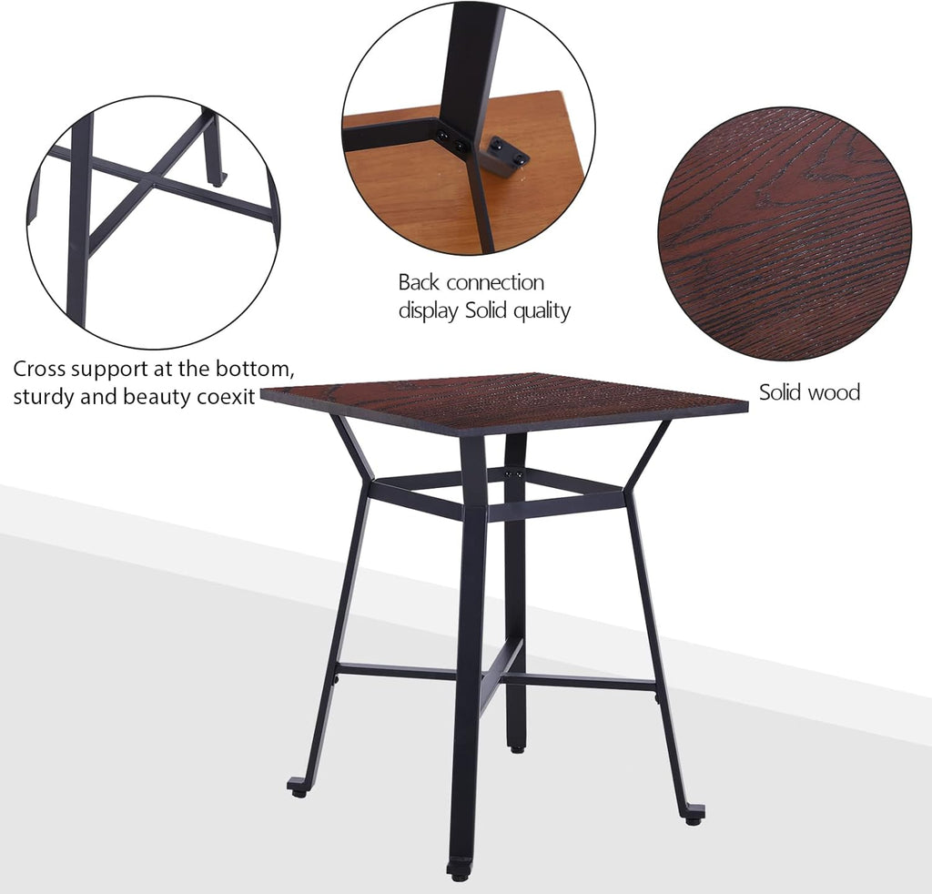 Brown Square Solid Wood Bar Table K601
