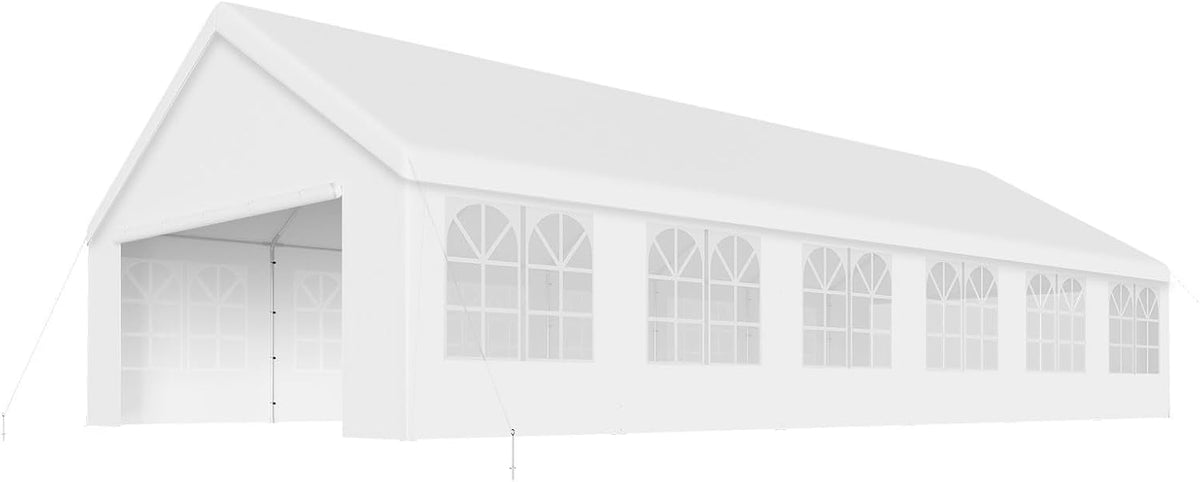 White 20'x40' Heavy Duty Party Tent with Removable Sidewall Windows H65577