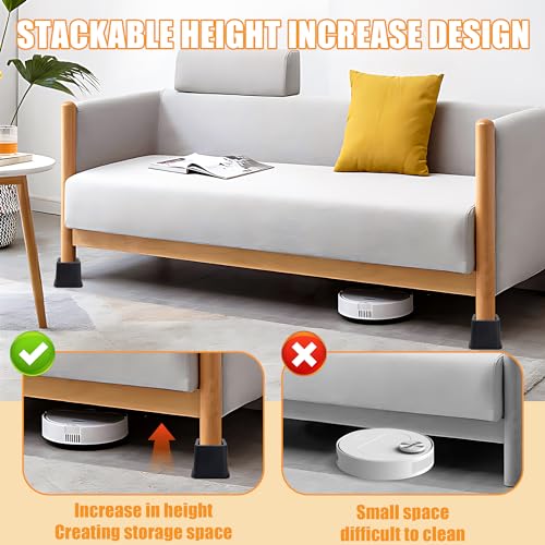 Adjustable Bed Risers Set of 4 (16 pcs Black) W5075