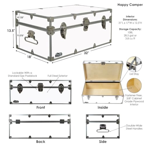 Navy Steel Footlocker with Tray - 32 x 18 x 13.5 Inches H859963