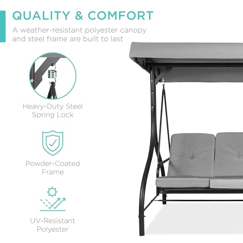 3-Seat Outdoor Canopy Swing Glider with Removable Cushions U5440