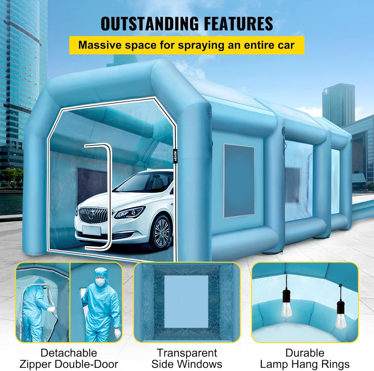 19.69x13.12x8.53 ft Inflatable Paint Booth with Blowers and Air Filter System N219