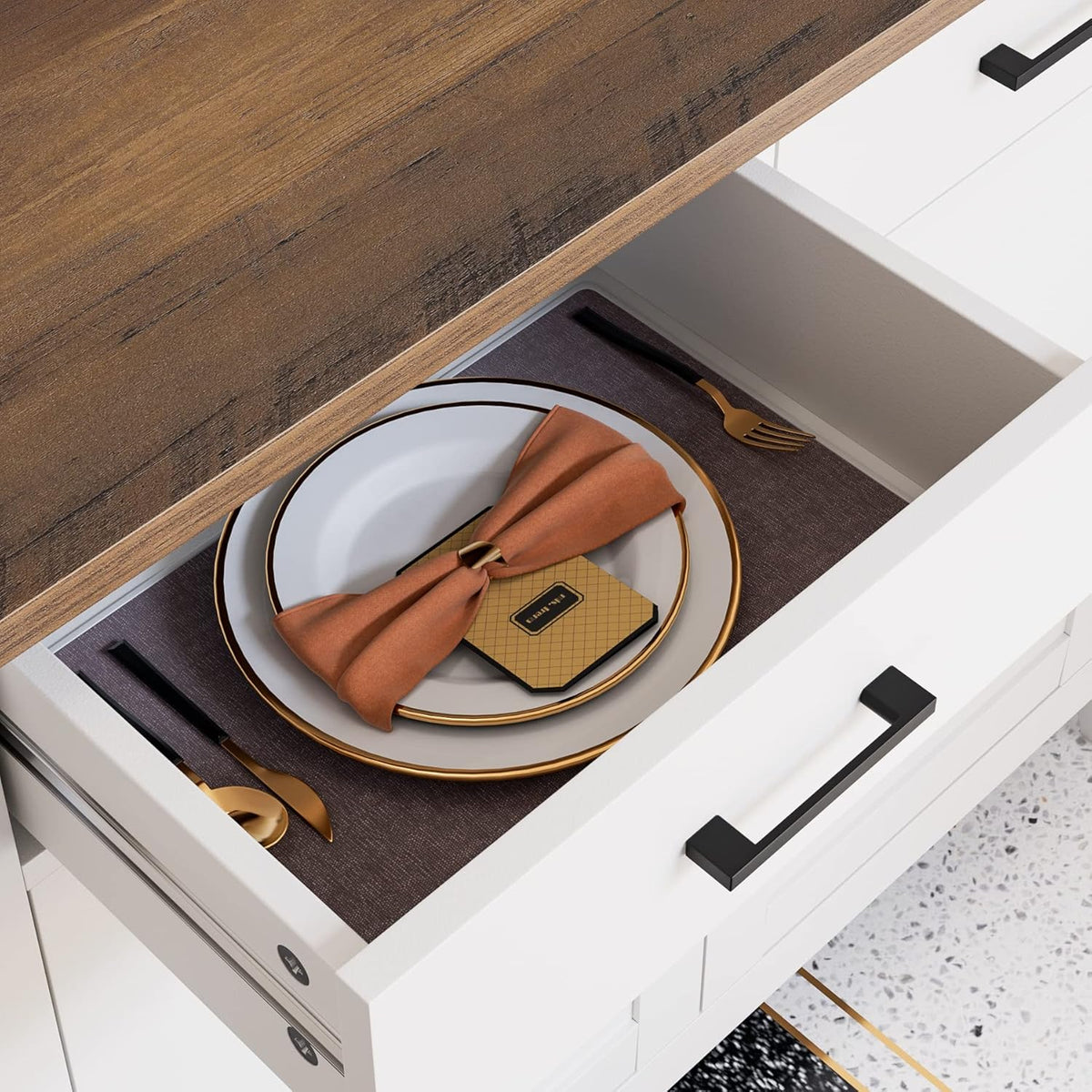 Ivory White Kitchen Storage Cabinet with Drawers and Doors T5269