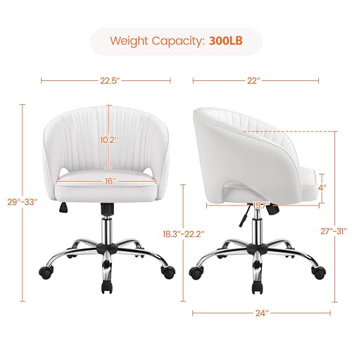 Cream Velvet Swivel Desk Chair with Wheels K66602