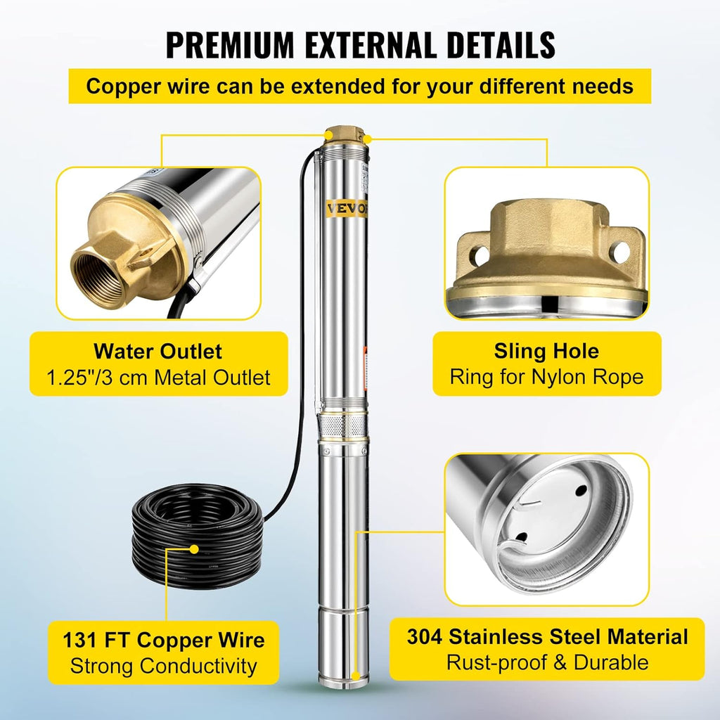 2 HP 220V Stainless Steel Submersible Well Pump N7820