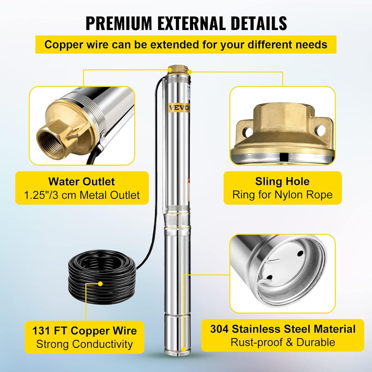 2 HP 220V Stainless Steel Submersible Well Pump N7820
