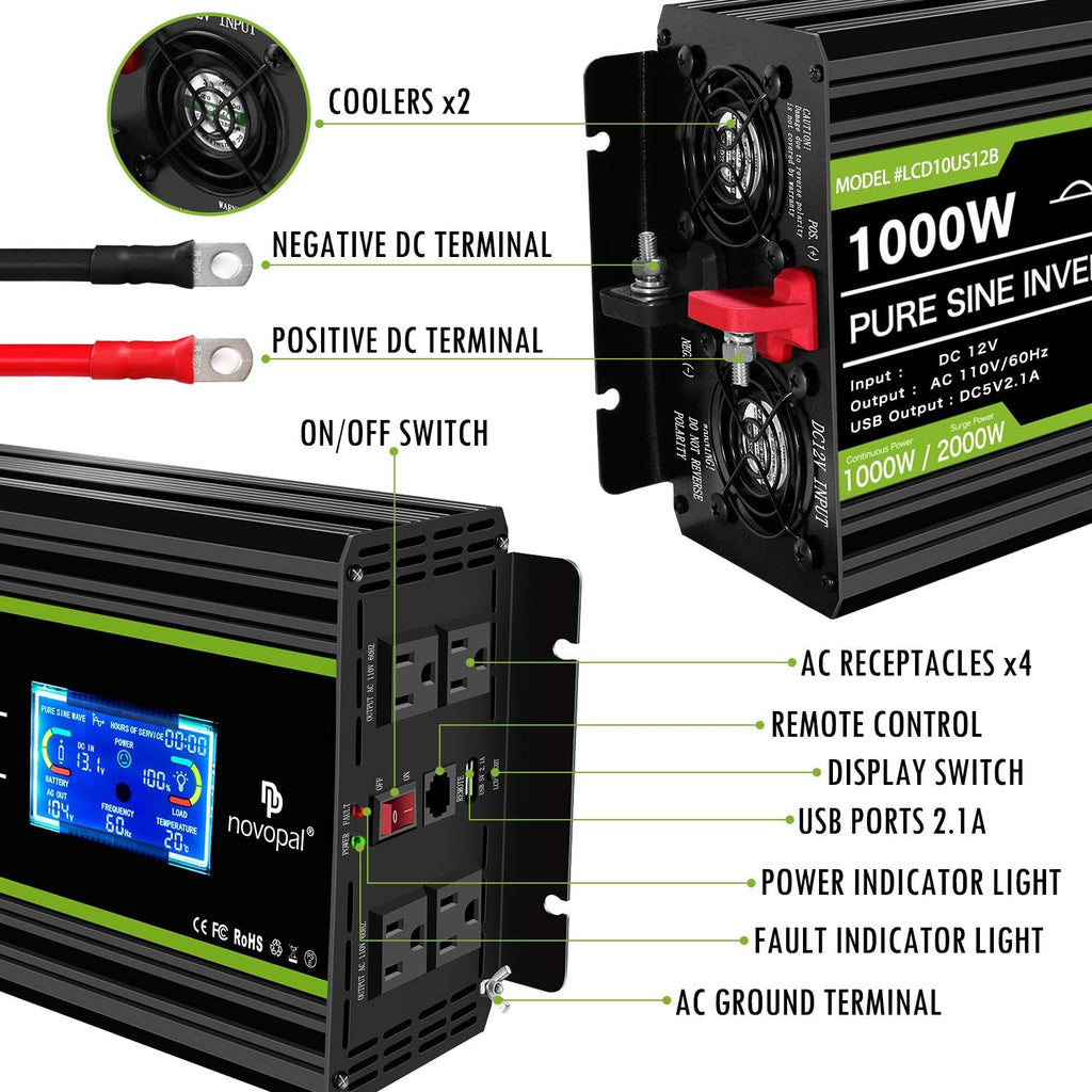 1000 Watt Pure Sine Wave Power Inverter L501