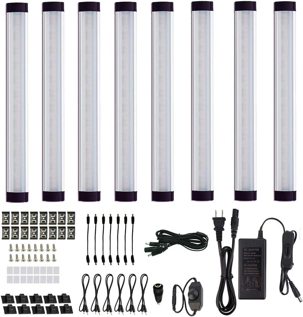LED Under Cabinet Lighting Kit, Plug in Strip Lights with Dimmer Switch C337