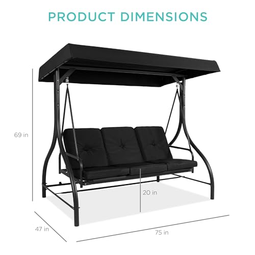 3-Seat Outdoor Canopy Swing Glider with Removable Cushions U5440
