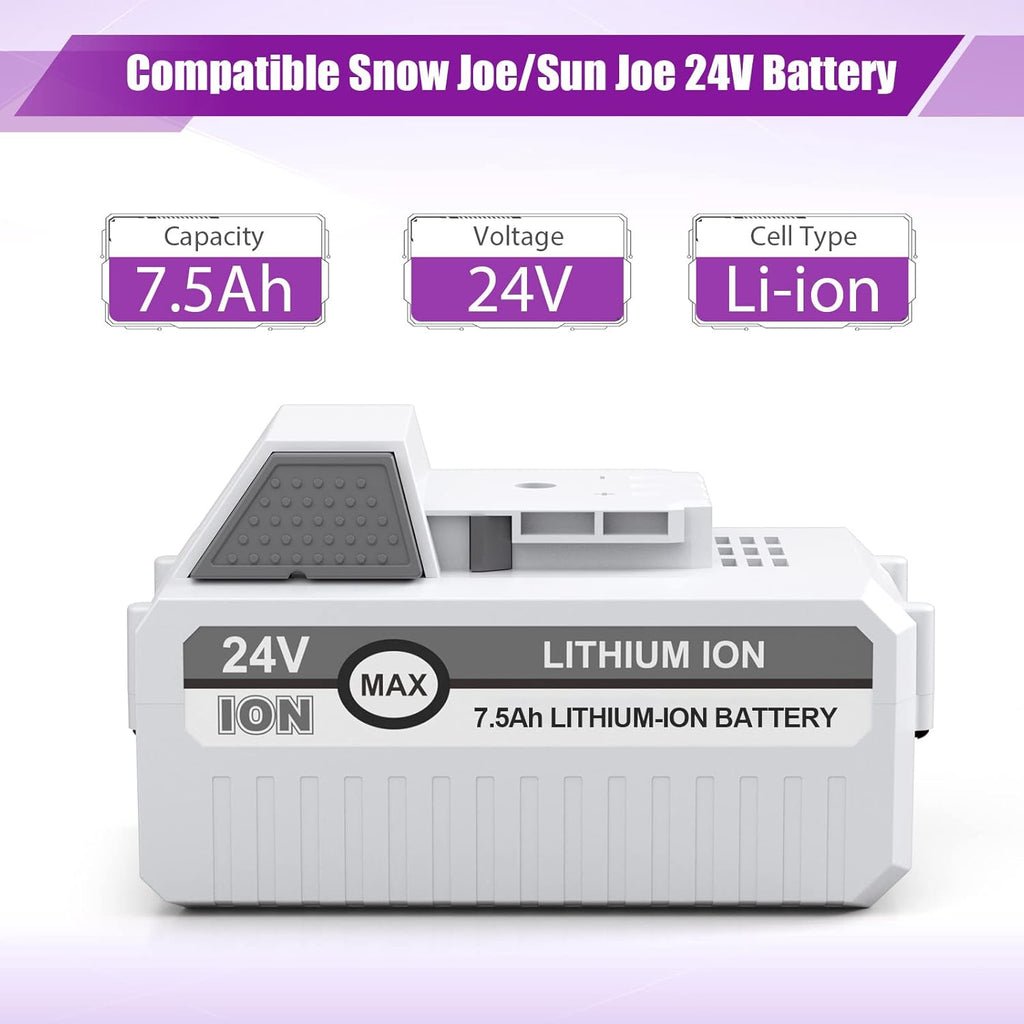 2Packs 7500mAh Li-ion Battery for 24V Cordless Snow Blower Z1046
