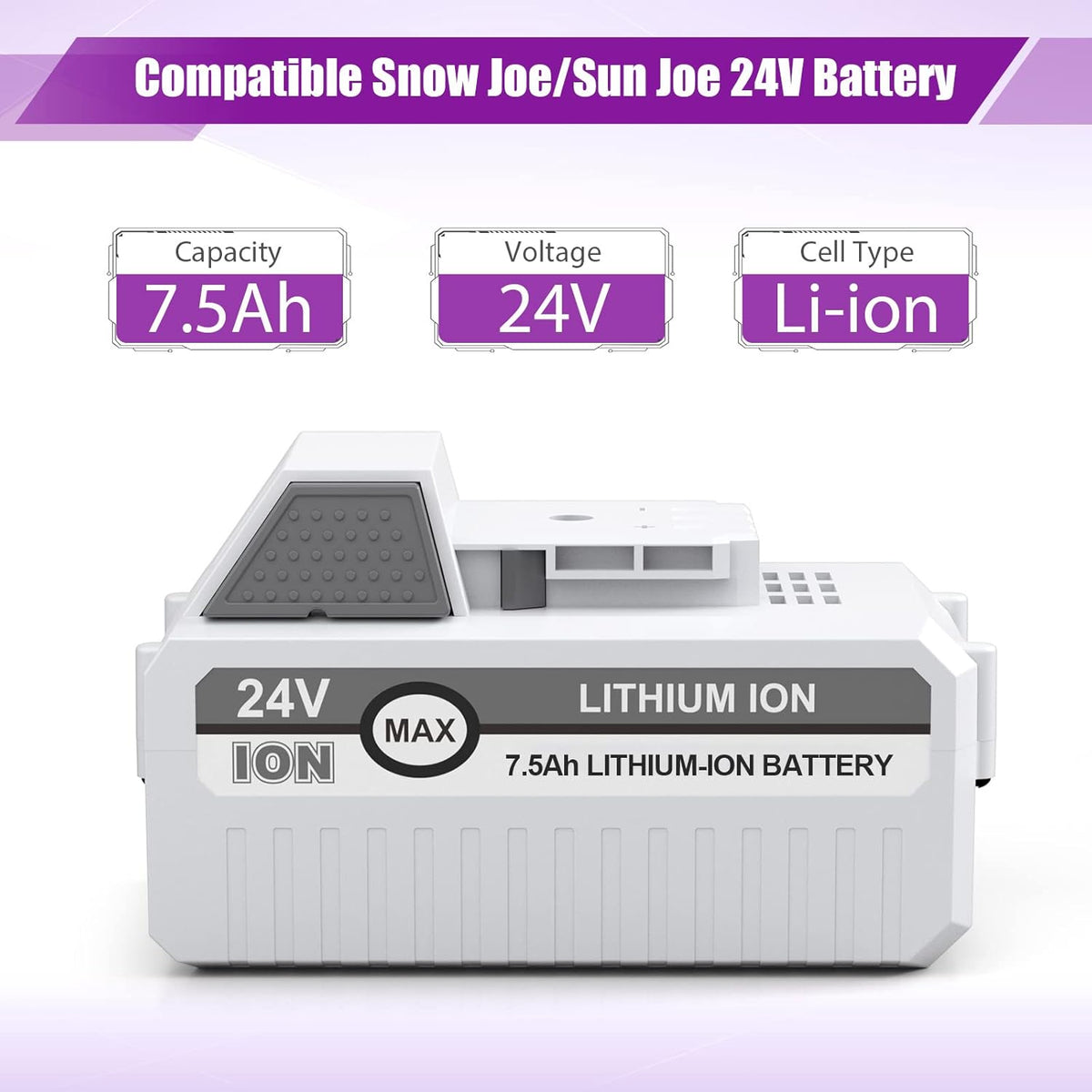 2Packs 7500mAh Li-ion Battery for 24V Cordless Snow Blower Z1046
