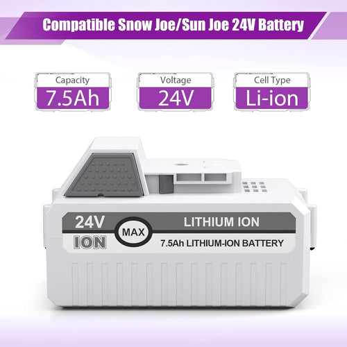 2Packs 7500mAh Li-ion Battery for 24V Cordless Snow Blower Z1046