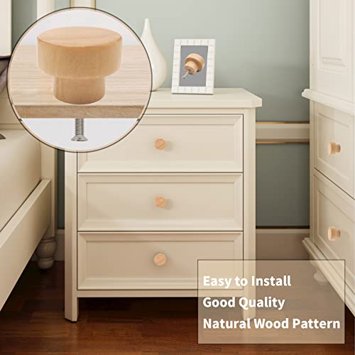 16PCS Unfinished Wood Dresser Knobs, Mushroom Wooden Cabinet Knobs, Round Wood Drawer Knobs Pulls Handle (Diameter: 1.3", Height: 1") L36084