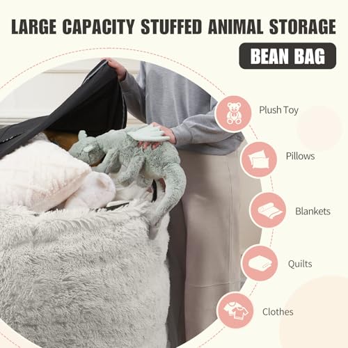 Waterproof Faux Fur 5FT Round Bean Bag Chair Cover with Pocket F974