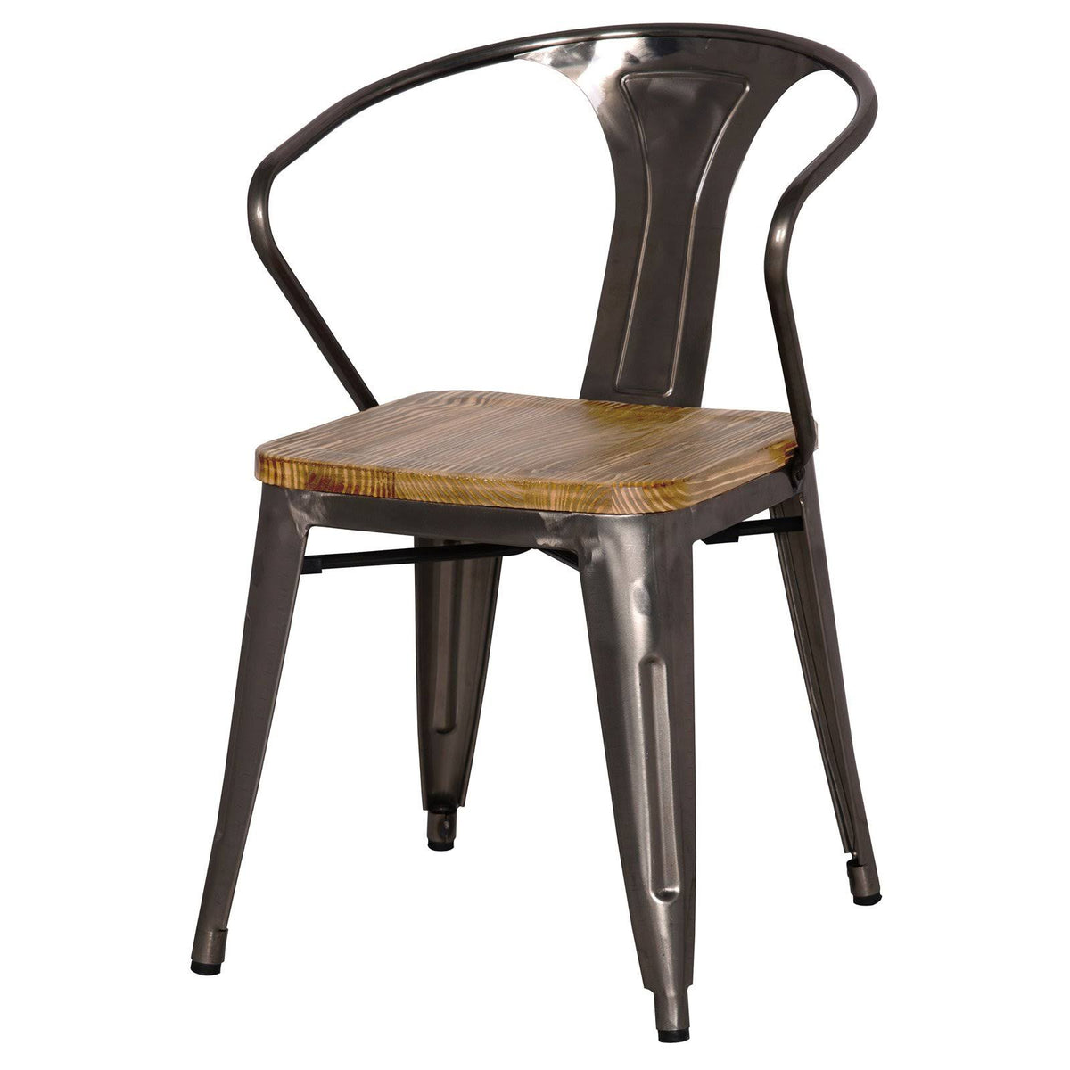 Gunmetal Gray Metal Arm Chair Set of 4 W9983
