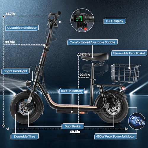 800W/1200W Foldable Electric Scooter with Seat Z949405
