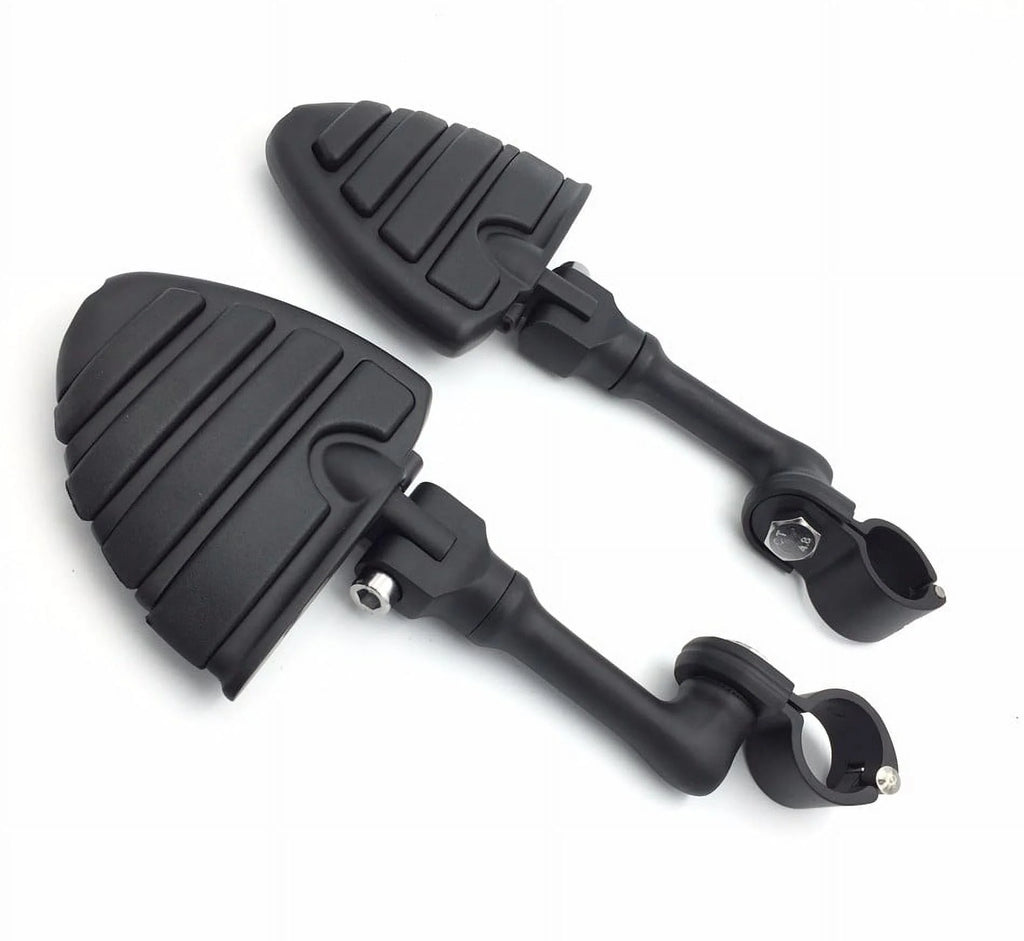 Black Peg Mounting Kit with U Shape Foot Peg Footrest for 1.5 Inch Front Engine Guard Frame Tube L4695