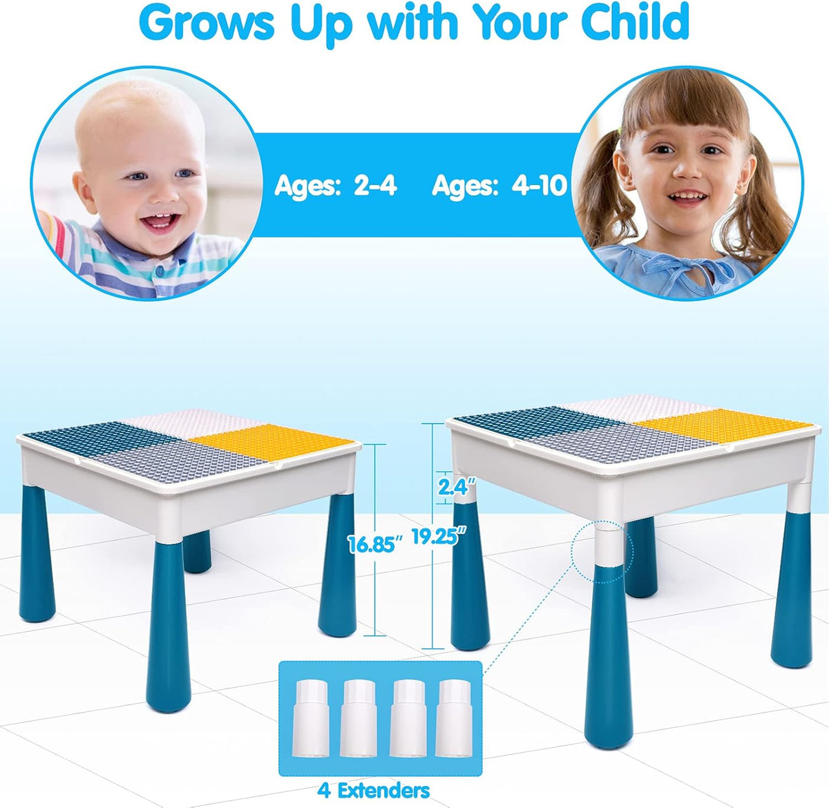 Kids Activity Table and Chair Set with 152Pcs Marble Run Building Blocks Water Table Sand Table STEM Toys P84524