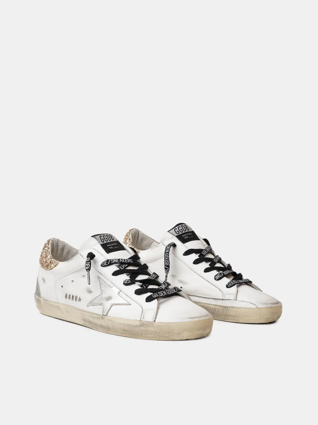 White Leather Sneakers with Heel Tab C97086