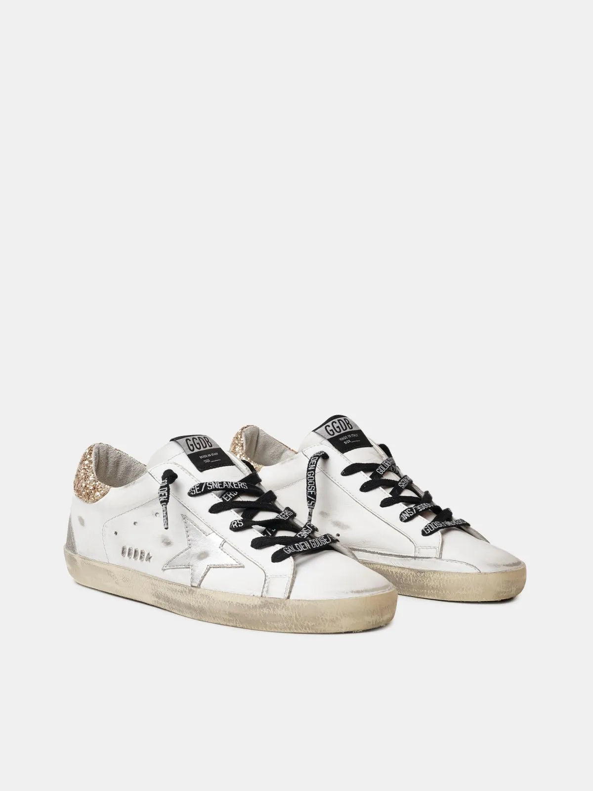 White Leather Sneakers with Heel Tab C97086