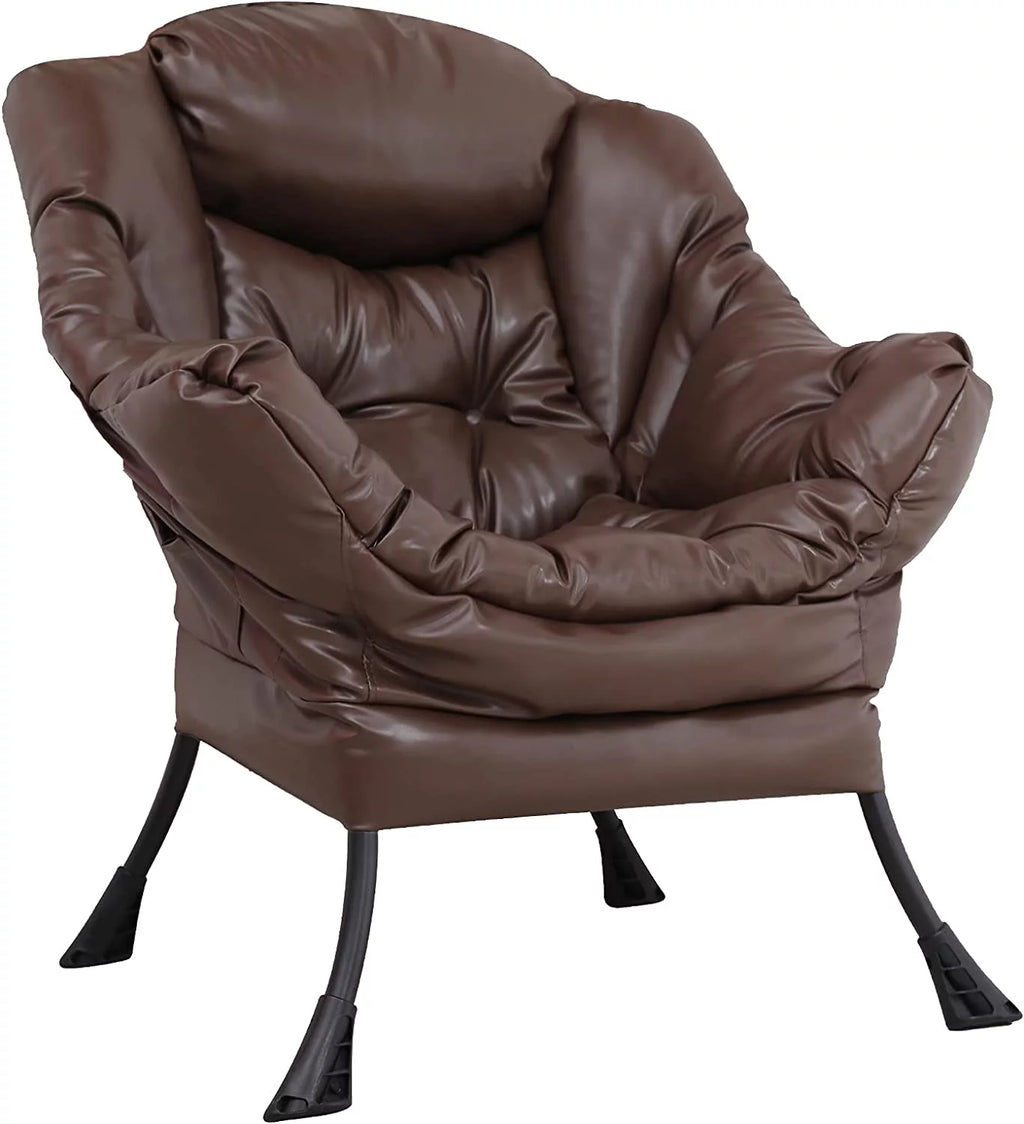 Brown PU Leather Reclining Armchair with Side Pocket H644