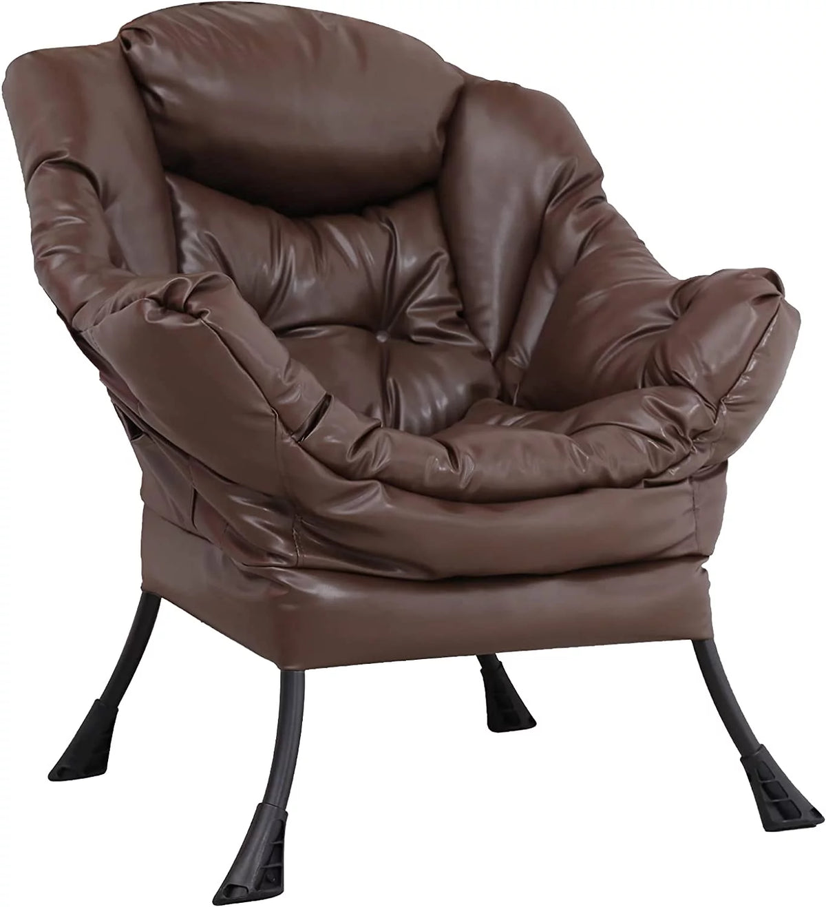 Brown PU Leather Reclining Armchair with Side Pocket H644