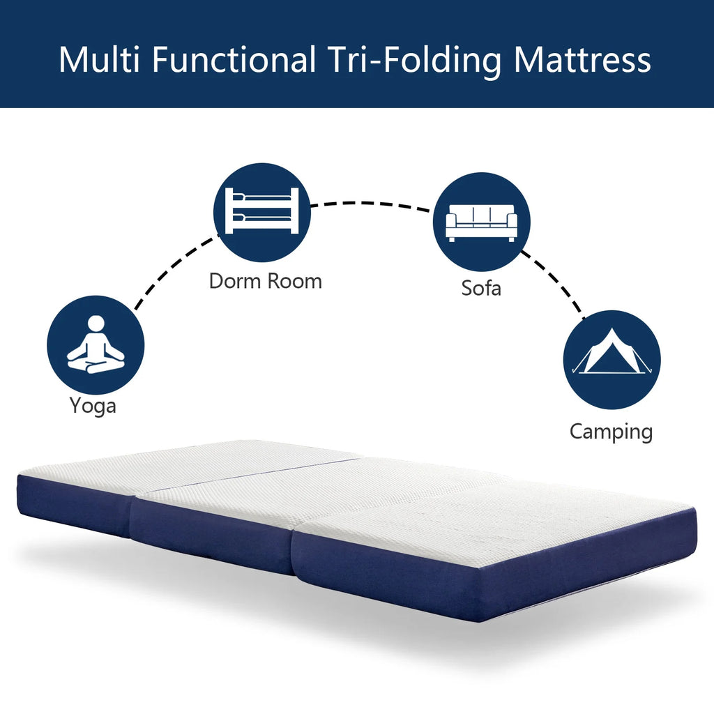 4 inch Memory Foam Folding Mattress with Washable Cover X78085