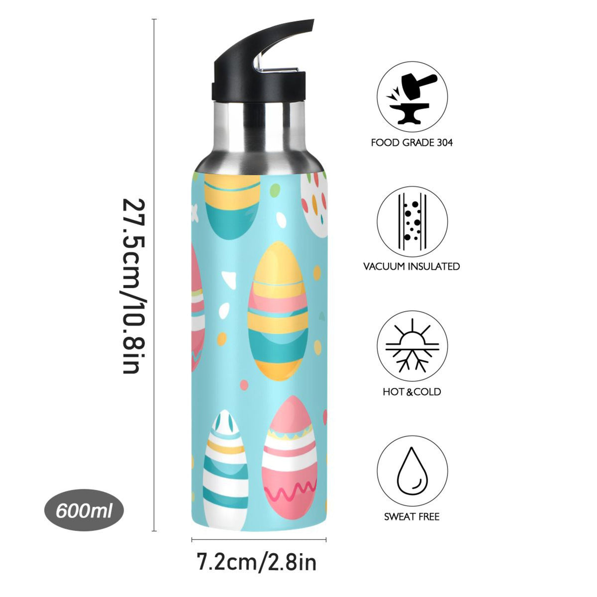 Insulated Stainless Steel Water Bottle with Straw Lid 20 oz E9757