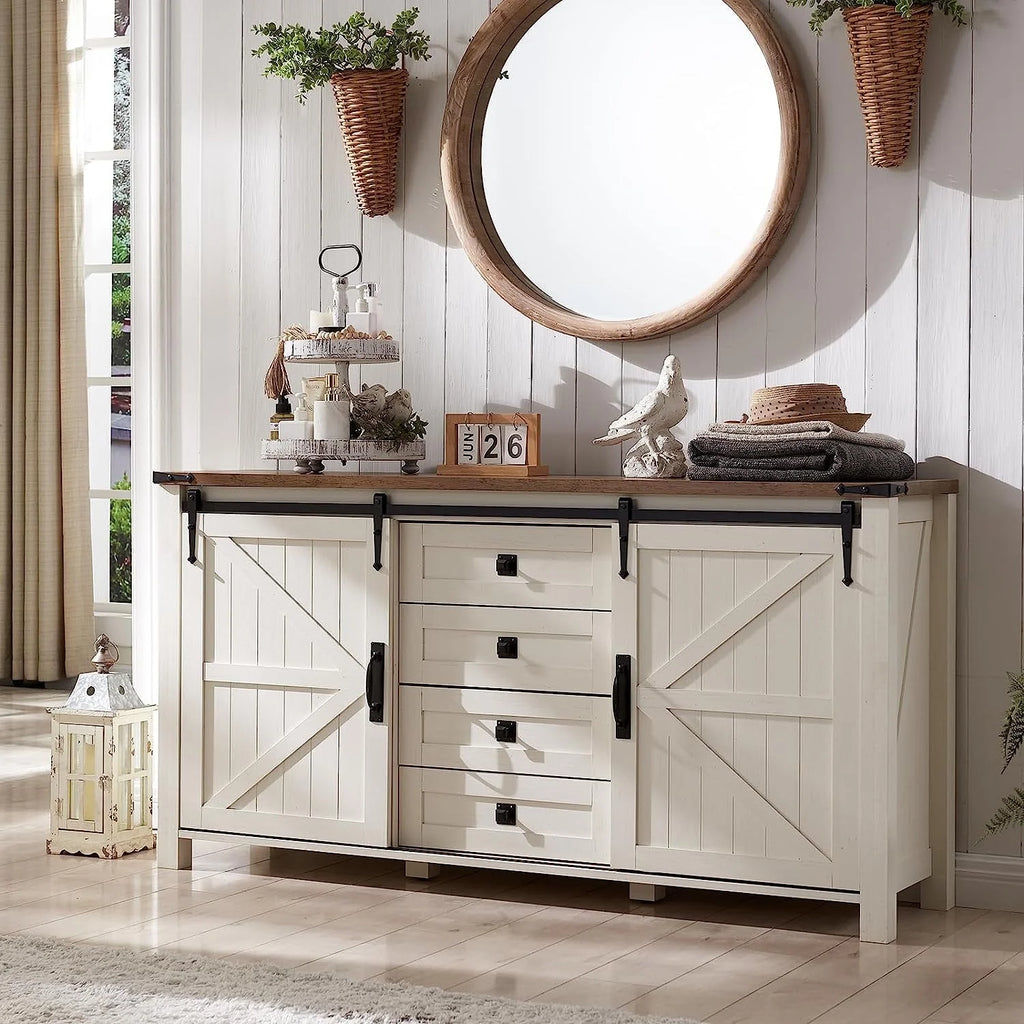 4 Drawer Light Rustic Oak Wood Dresser L496901