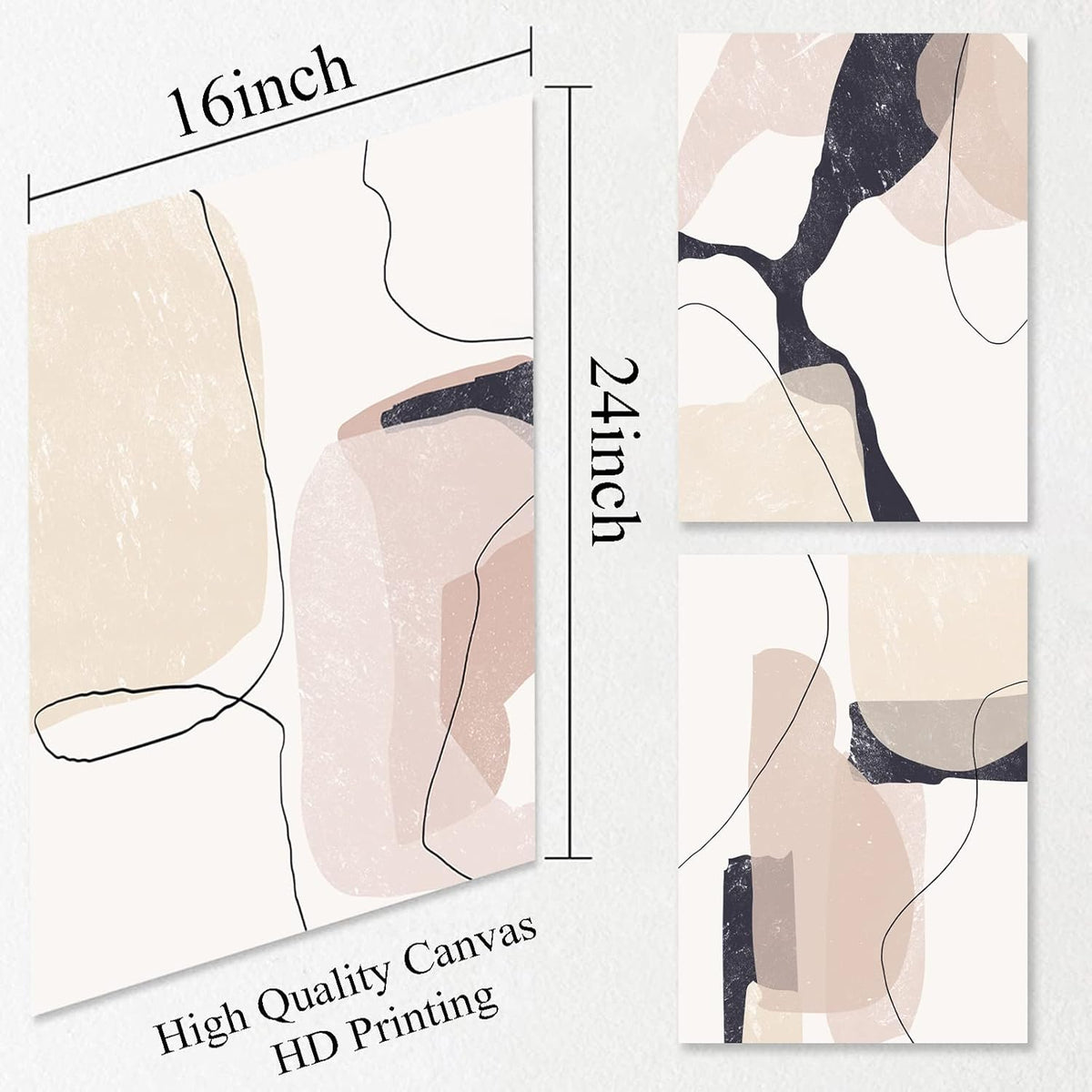 Beige Abstract Canvas Wall Art 20x28inchx3pcs No Frame A68741