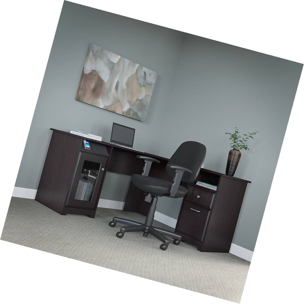 Espresso Oak L Shaped Desk and Office Chair N1137