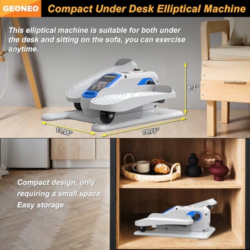 Under Desk Elliptical Machine, Electric Seated Pedal Exerciser with Monitor, Remote Control and 12 Adjustable Speeds D846