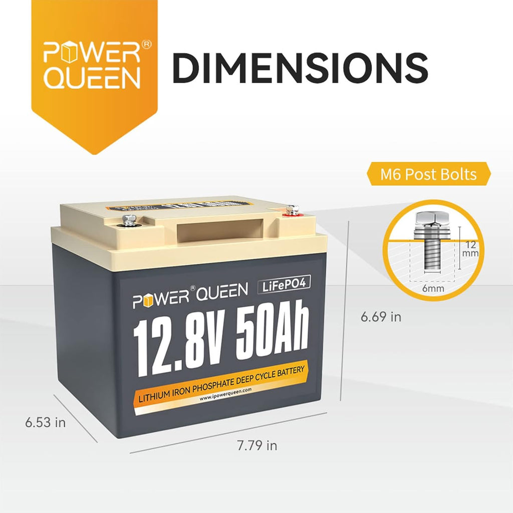 12.8V 50Ah LiFePO4 Battery, 640Wh Lithium Battery H164