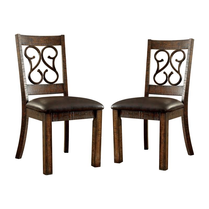 Faux Leather Dining Chair in Walnut (Set of 2) F23494