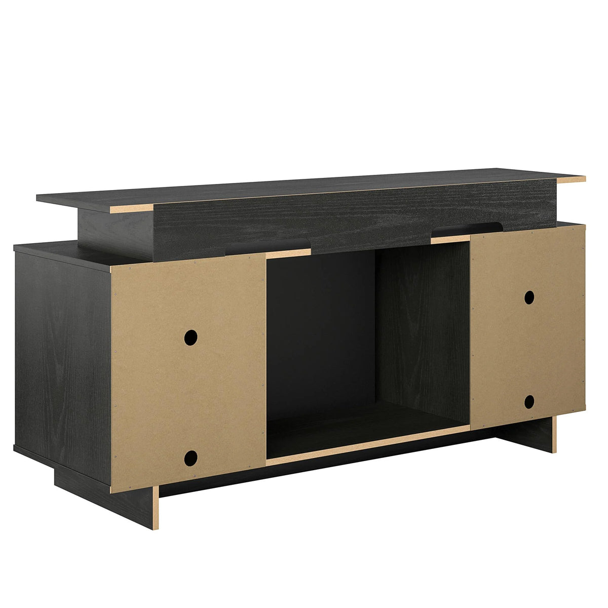 Electric Fireplace TV Console with Storage Cabinets, Black Oak C372
